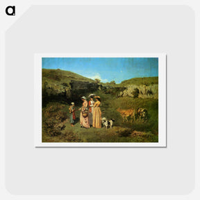 アートポストカード-The Village Maidens - ギュスターヴ クールベ Postcard.