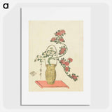 アートポスター-Ikebana arrangement of Chrysanthemums, Bamboo in Basket - 喜多川 歌麿 Poster.