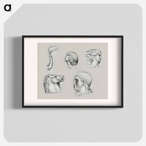 アートポスター-Women, horse and arm with a torch - レオ ヘステル Poster.