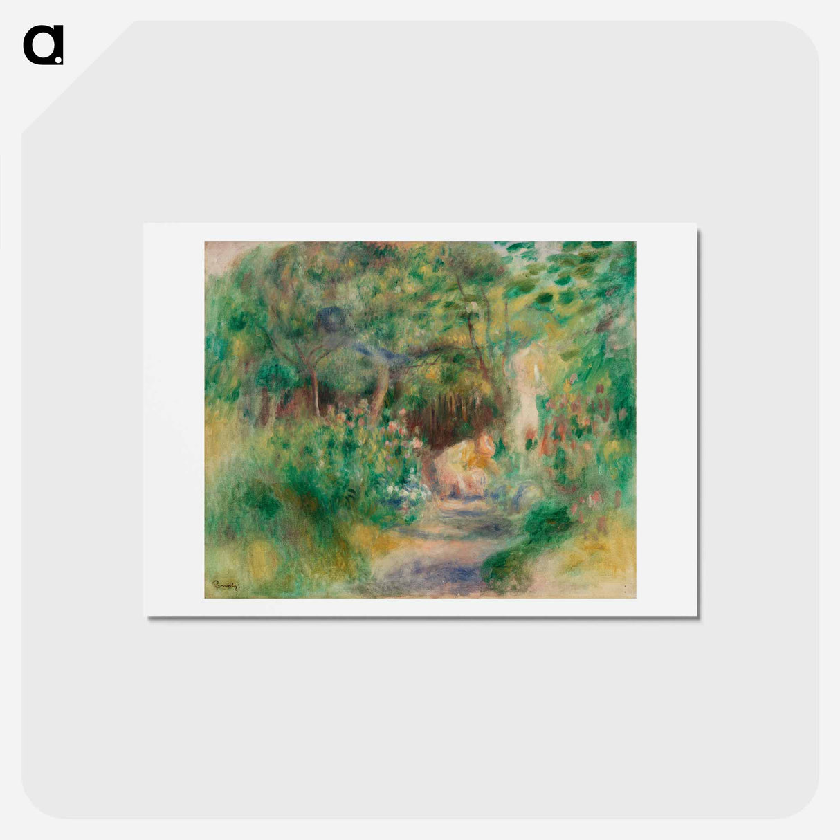 アートポストカード-Landscape with Woman Gardening - ピエール オーギュスト ルノワール Postcard.