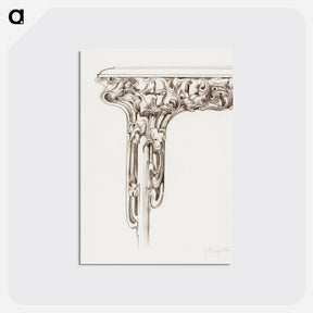 アートポストカード-Large carved and patinated bronze capital - アルフォンス ミュシャ Postcard.