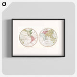 New World, or, Western Hemisphere; Old World, or Eastern Hemisphere - アンティーク地図 Poster.