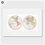 New World, or, Western Hemisphere; Old World, or Eastern Hemisphere - アンティーク地図 Poster.