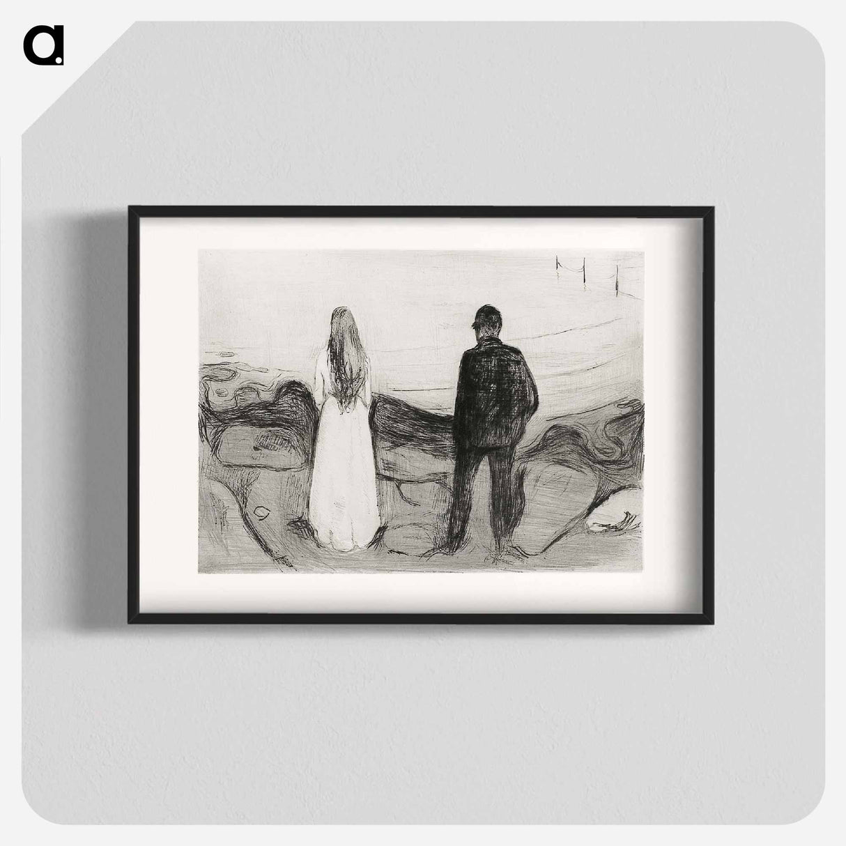 アートポスター-Two Human Beings. The Lonely Ones - エドヴァルド ムンク Poster.