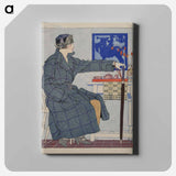 アートパネル-Young woman sitting beside table holding umbrella by Edward Penfield - エドワード ペンフィールド Canvas.