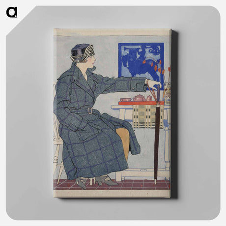 アートパネル-Young woman sitting beside table holding umbrella by Edward Penfield - エドワード ペンフィールド Canvas.
