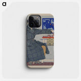 Young woman sitting beside table holding umbrella by Edward Penfield - Edward Penfield Phone Case.