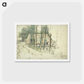 アートポストカード-Surroundings of Vichy, house near the water - ジャン フランソワ ミレー Postcard.
