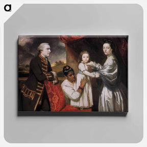 アートパネル-George Clive and his Family with an Indian Maid - ジョシュア レノルズ Canvas.