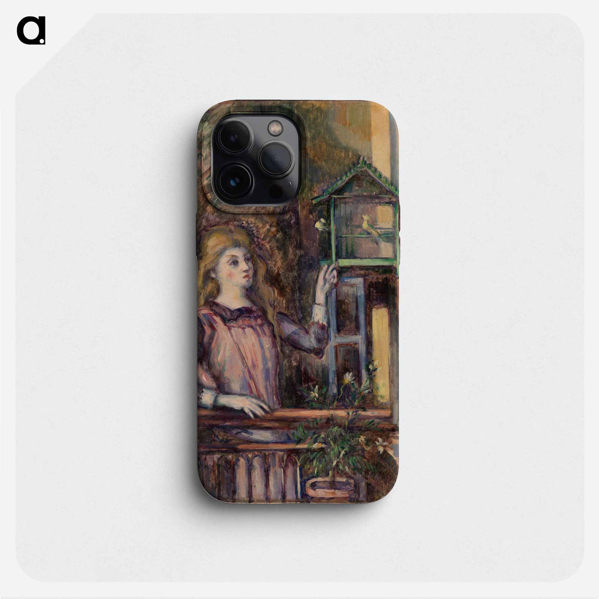 Girl with Birdcage - Paul Cezanne Phone Case.