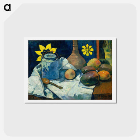 アートポストカード-Still Life with Teapot and Fruit - ポール ゴーギャン Postcard.