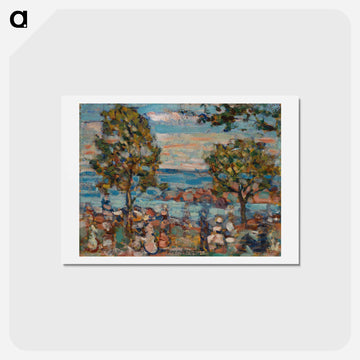 Beach Scene with Two Trees - ポール シニャック Postcard.