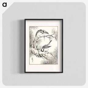 アートポスター-Japanese Willow Tit and Pine Tree
 - 鳥類図鑑 Poster.