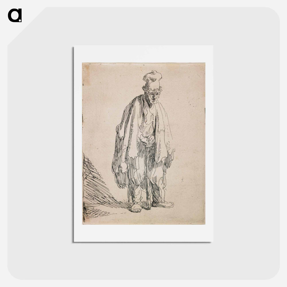 アートポストカード-Standing Man by Rembrandt van Rijn - レンブラント ファン レイン Postcard.