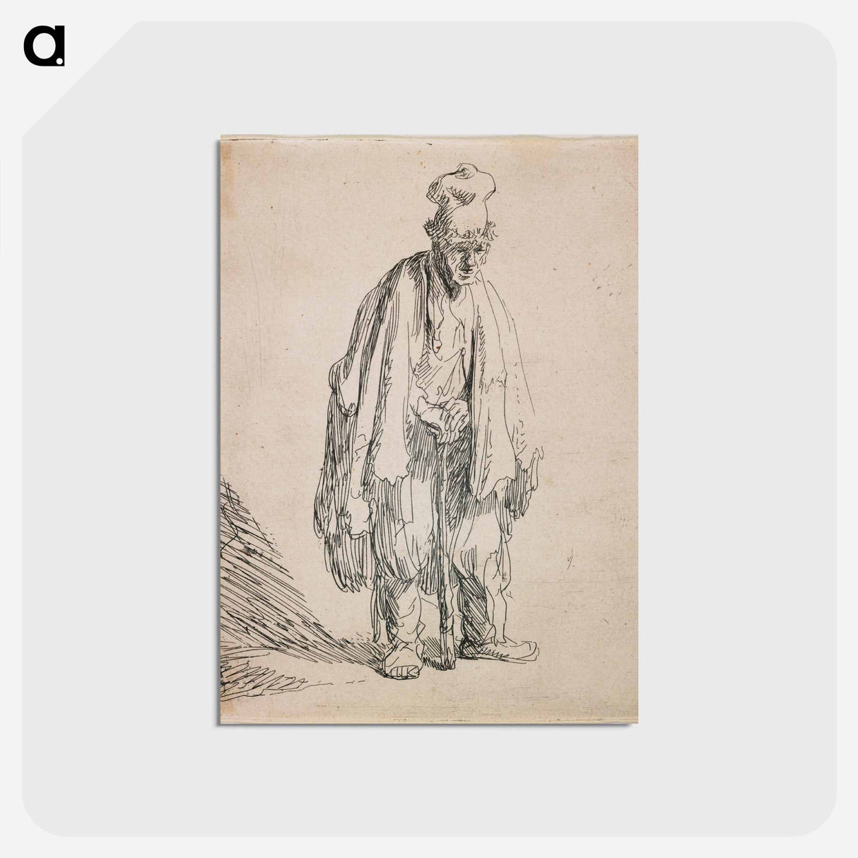 アートポストカード-Standing Man by Rembrandt van Rijn - レンブラント ファン レイン Postcard.