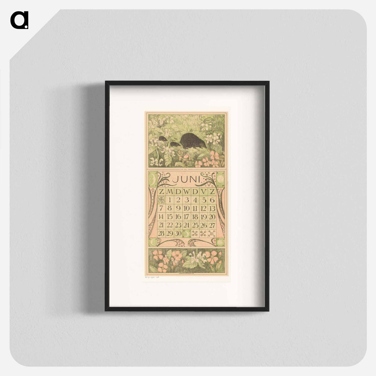 Kalenderblad juni met egels - テオ ヴァン ホイテマ Poster.