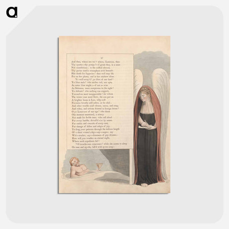 アートポストカード-Young's Night Thoughts, Page 27, "O Treacherous Conscience!" - ウィリアム ブレイク Postcard.