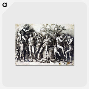 アートポストカード-Bacchanalia with a Wine - アンドレア マンテーニャ Postcard.