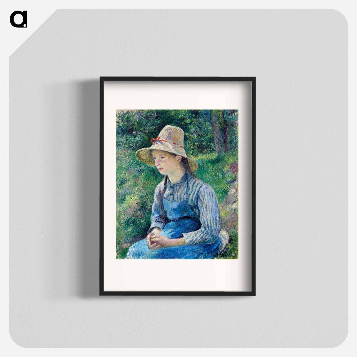 Peasant Girl with a Straw Hat - Camille Pissarro Poster.