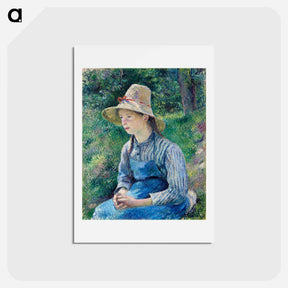 アートポストカード-Peasant Girl with a Straw Hat - カミーユ ピサロ Postcard.