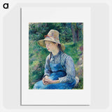 Peasant Girl with a Straw Hat - Camille Pissarro Poster.