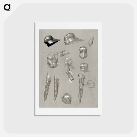 アートポストカード-Studies of a Suit of Armor - エドワード バーン ジョーンズ Postcard.