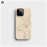 Naked lady. Seated Woman in Corset and Boots - エゴン シーレ Phone Case.