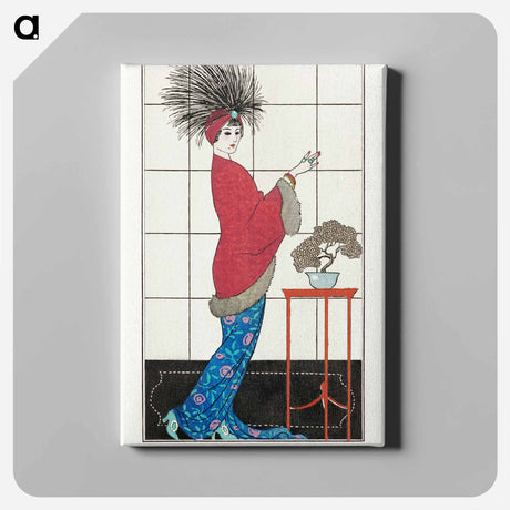 アートパネル-Costumes Parisiens, no. 35: Manteau de Damas ros - ジョージ バービエ Canvas.