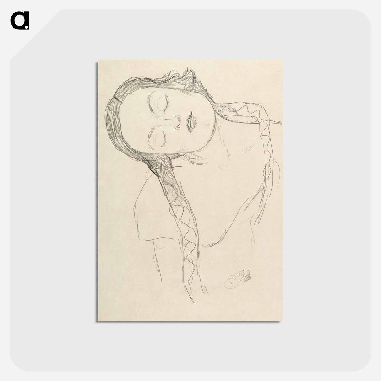 アートポストカード-Half-figure of a Young Woman - グスタフ クリムト Postcard.