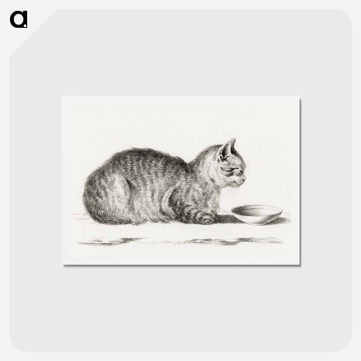 アートポストカード-Lying cat for a dish - ジャン ベルナール Postcard.