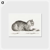 アートポストカード-Lying cat for a dish - ジャン ベルナール Postcard.