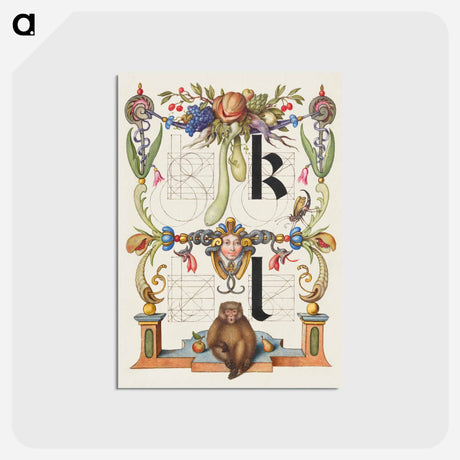 アートポストカード-Guide for Constructing the Letters k and l from Mira Calligraphiae Monumenta
 - 書道のお手本 Postcard.