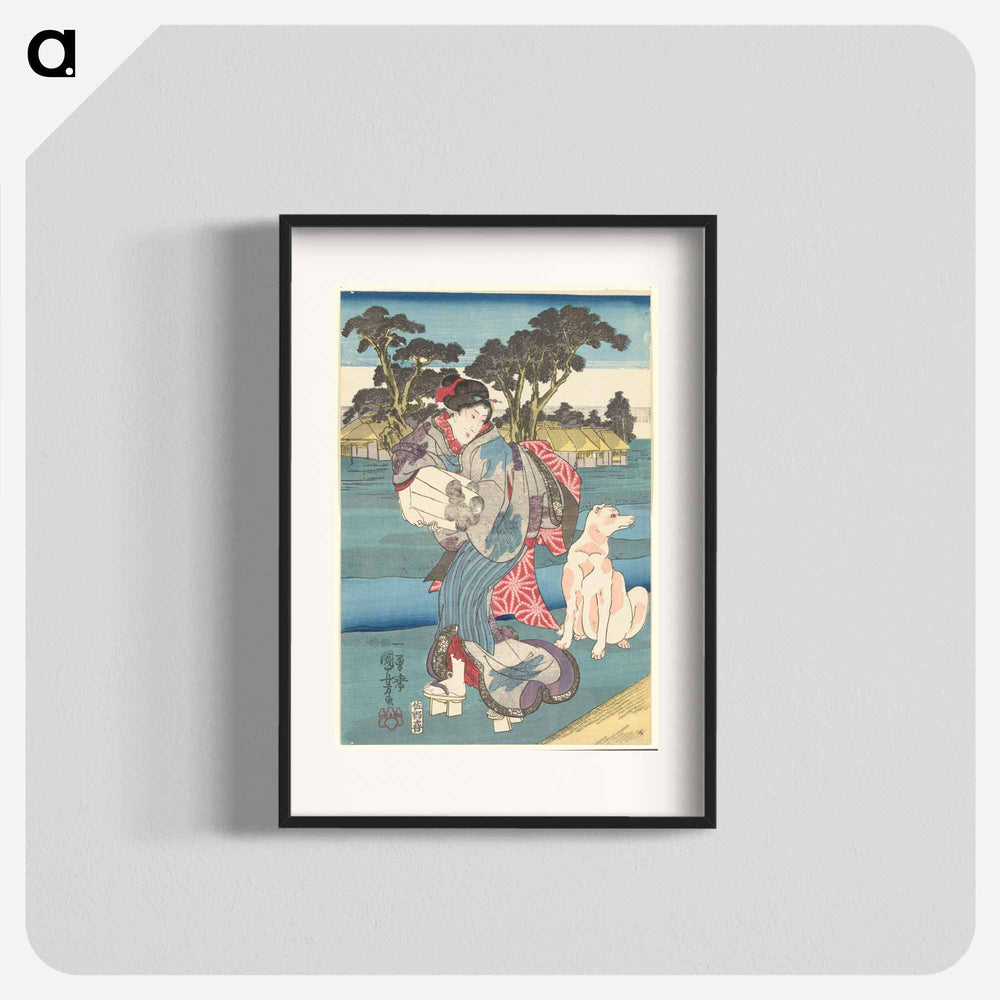 De Toi Tama rivier in de provincie Settsu - 歌川 国芳 Poster.