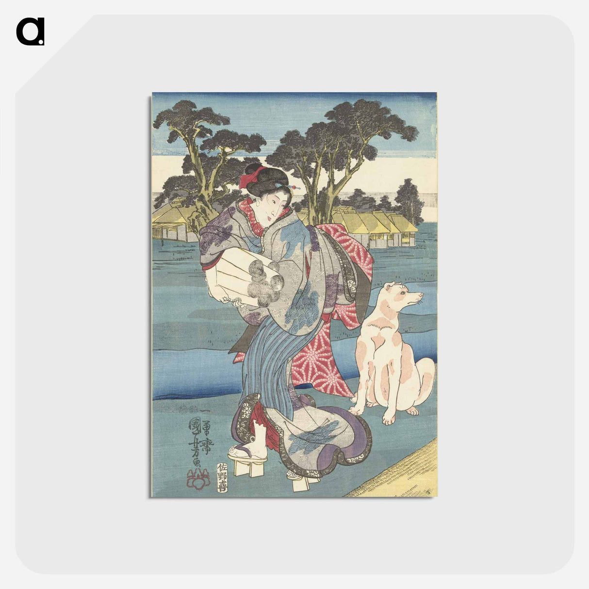 アートポストカード-De Toi Tama rivier in de provincie Settsu - 歌川 国芳 Postcard.