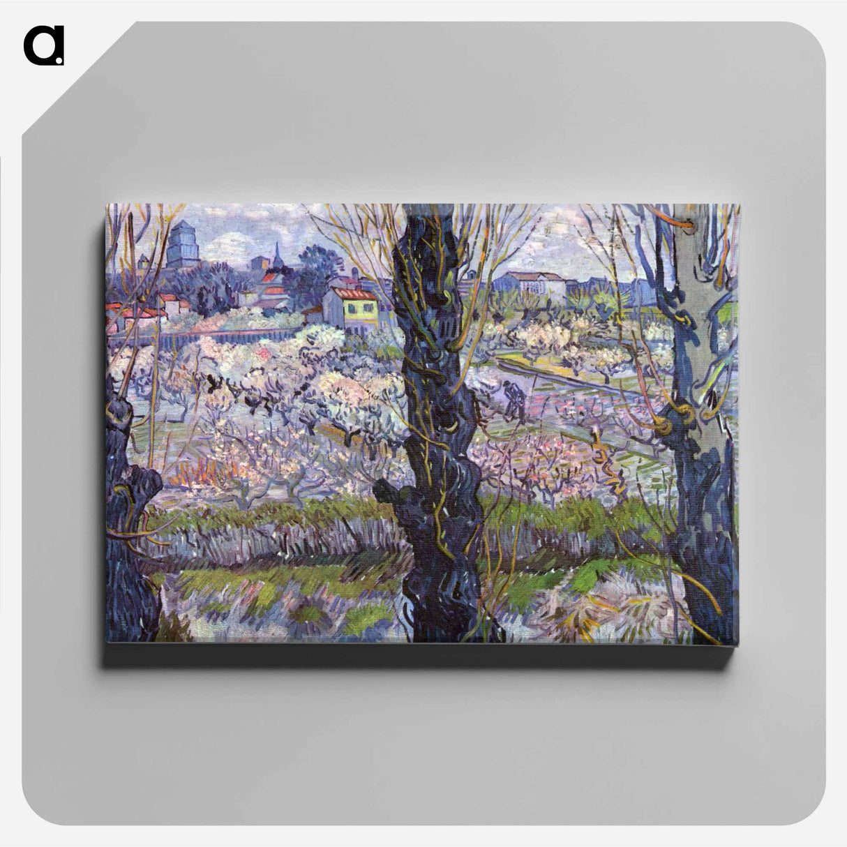 View of Arles, Flowering Orchards - フィンセント ファン ゴッホ Canvas.