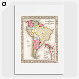 Map of South America, showing its political divisions - アンティーク地図 Poster.