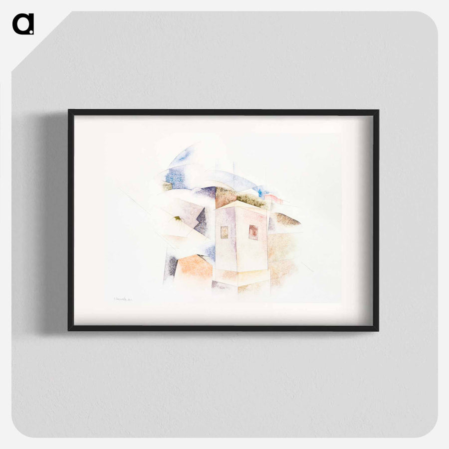 ブルーとゴールドのカラフルな抽象画