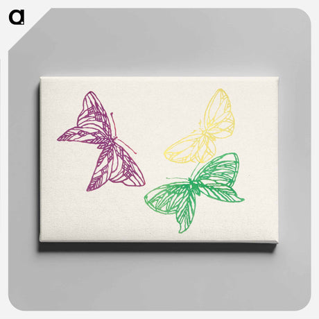 アートパネル-Japanese butterfly - 神坂 雪佳 Canvas.