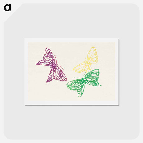 アートポストカード-Japanese butterfly - 神坂 雪佳 Postcard.