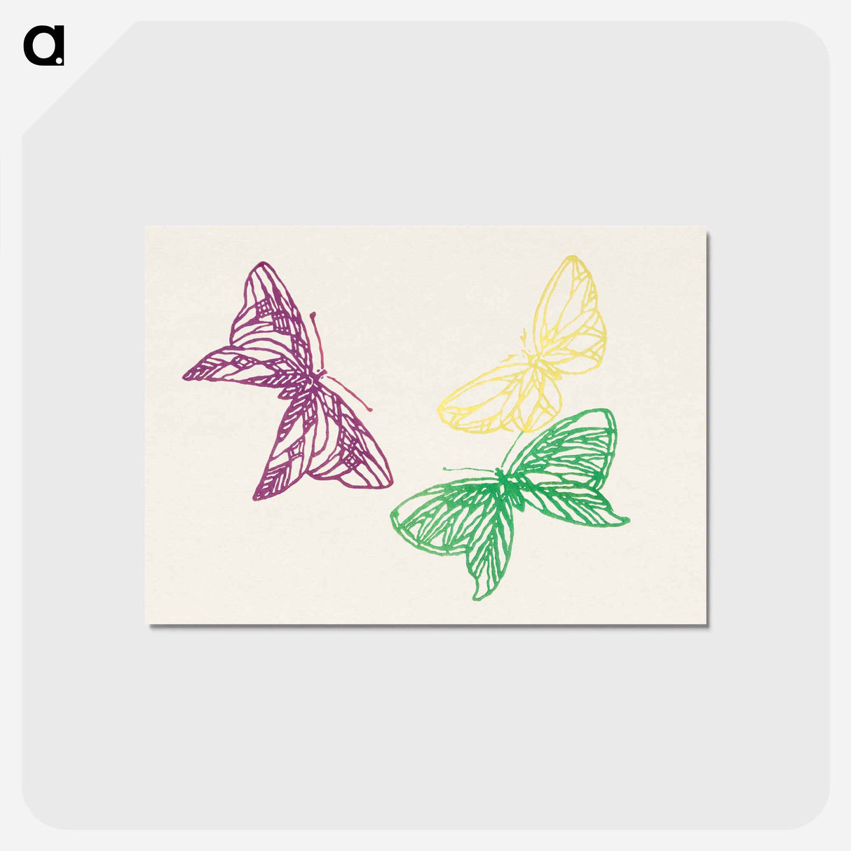 アートポストカード-Japanese butterfly - 神坂 雪佳 Postcard.