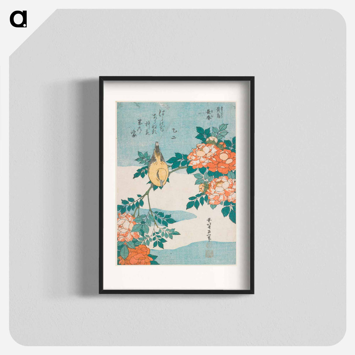 Warbler and Roses - 葛飾 北斎 Poster.