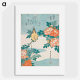 Warbler and Roses - Katsushika Hokusai Poster.