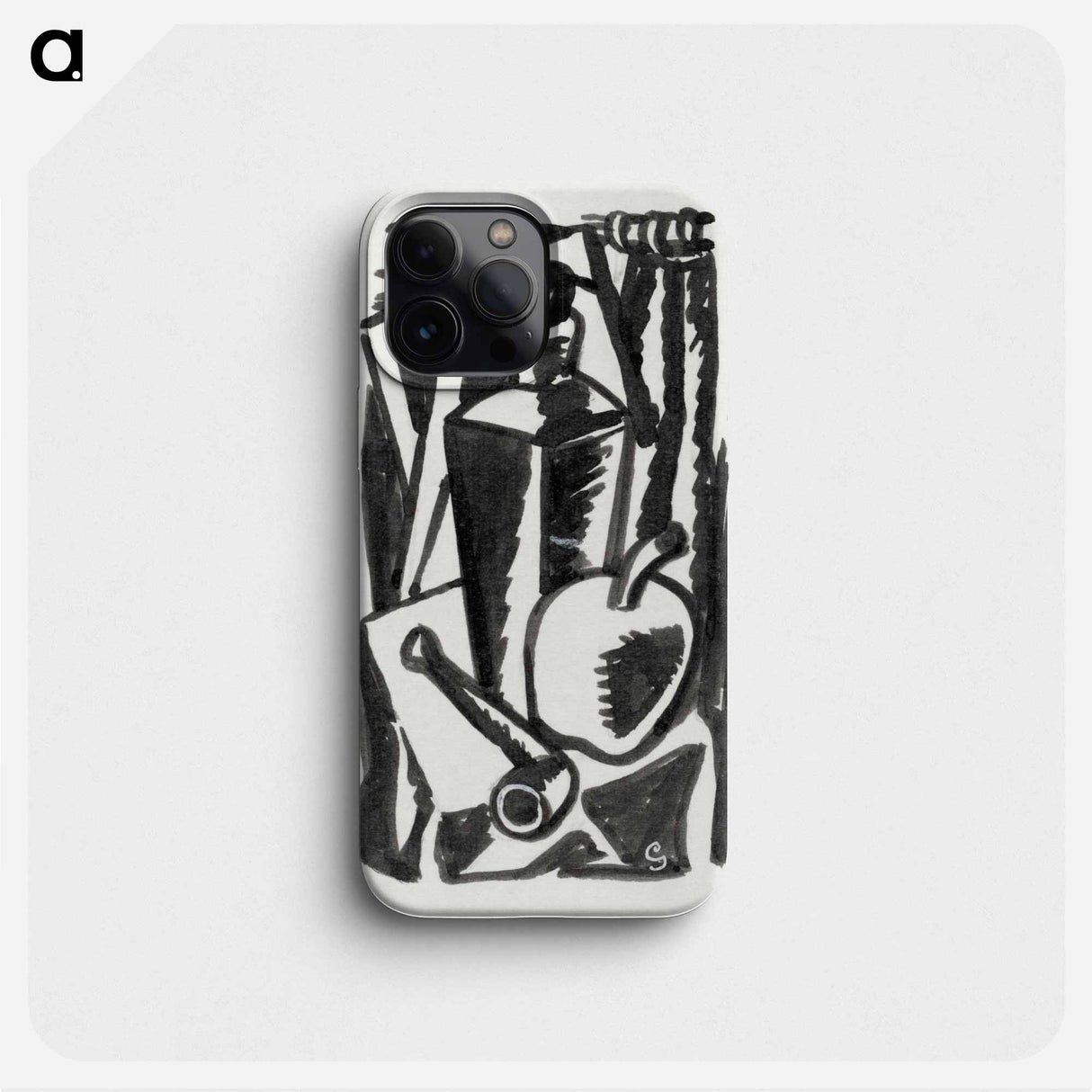 Still life with apple, pipe and bottle - レオ ヘステル Phone Case.