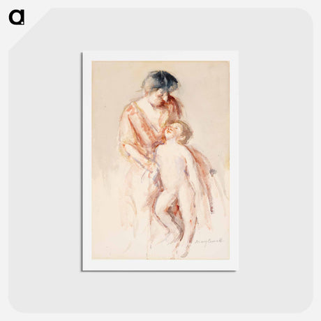 アートポストカード-Woman with Nude Boy at Her Left - メアリー カサット Postcard.