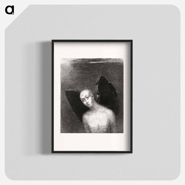 アートポスター-The Fallen Angel Spreads His Black Wings - オディロン ルドン Poster.