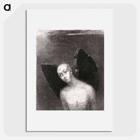 アートポスター-The Fallen Angel Spreads His Black Wings - オディロン ルドン Poster.