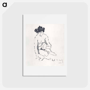 アートポストカード-Seated Nude Woman - ポール シニャック Postcard.
