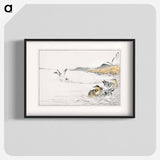 アートポスター-Falcated Teal and Reed Illustration
 - 鳥類図鑑 Poster.