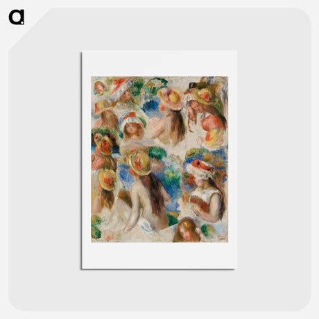 アートポストカード-Study of Heads - ピエール オーギュスト ルノワール Postcard.