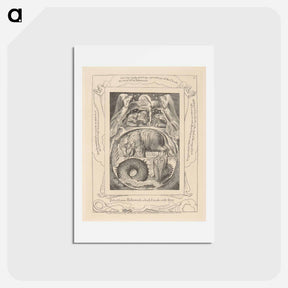 アートポストカード-Book of Job, Plate 15, Behemoth and Leviathan - ウィリアム ブレイク Postcard.
